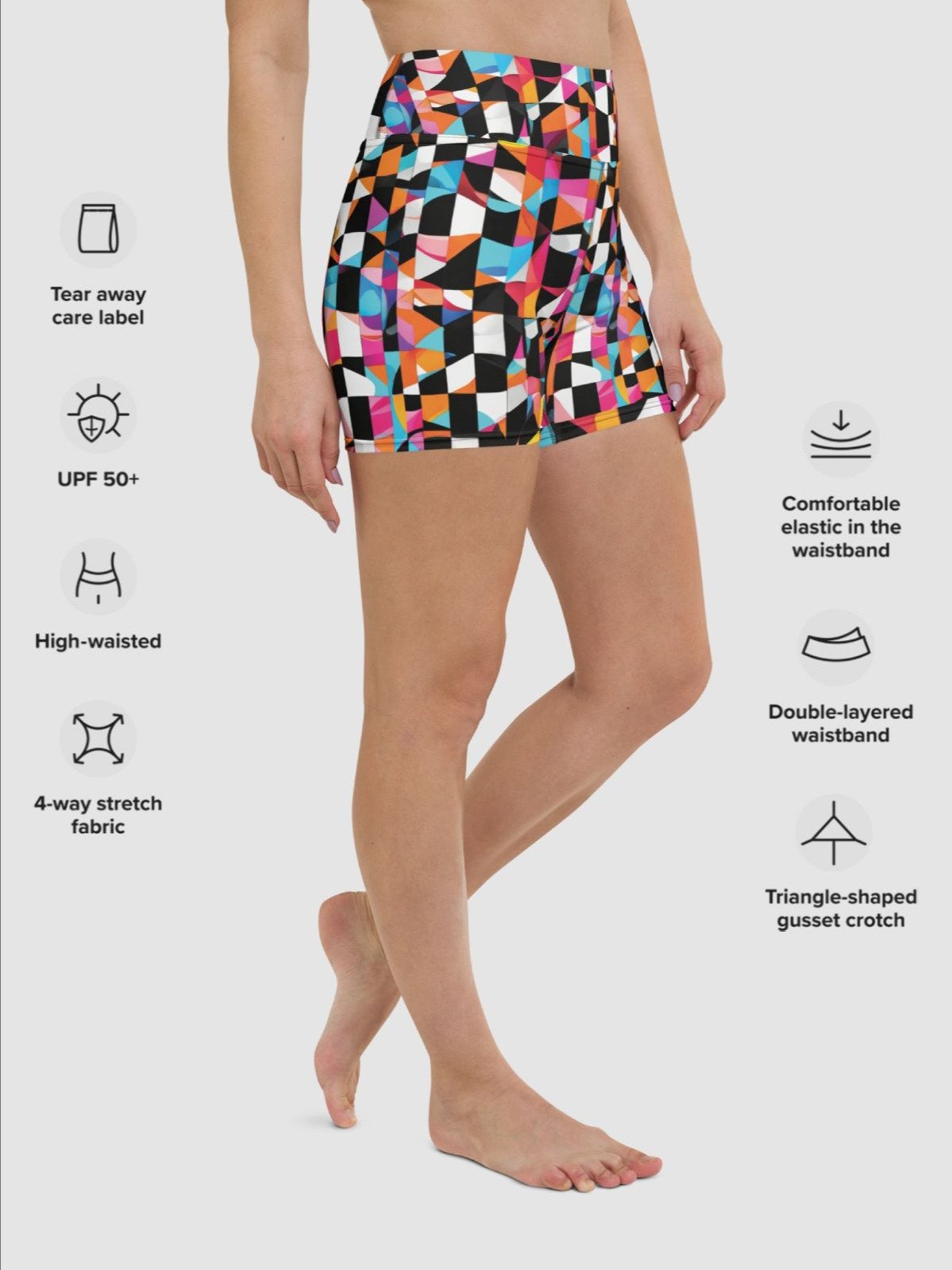 Printed Shorts "Colorful Modern Abstract Checkered Art" product image (4)