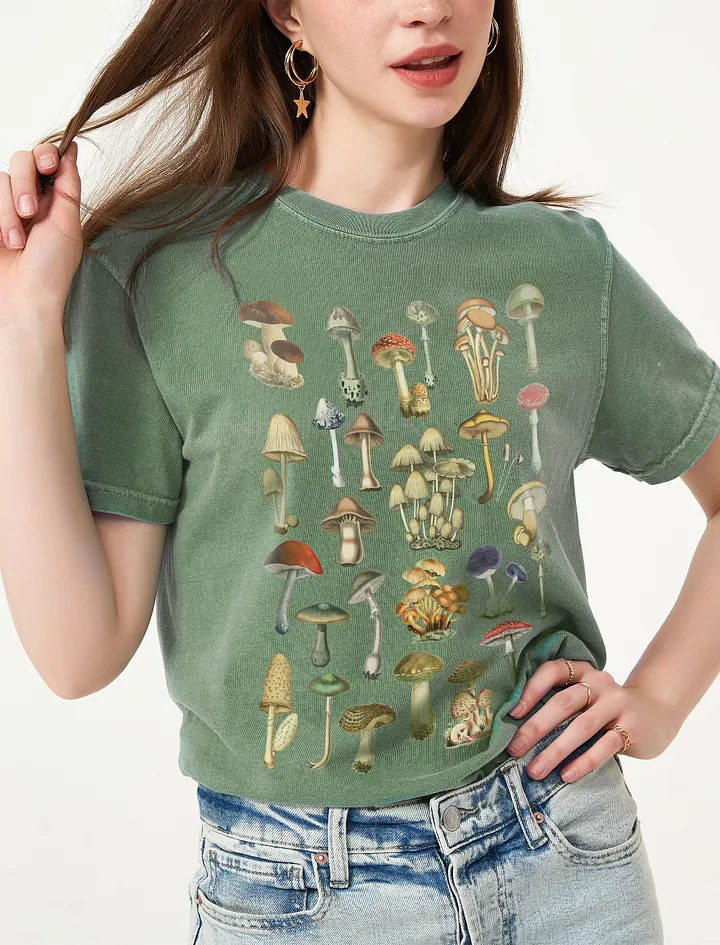 Vintage Illustrations of Mushrooms T-Shirt | Vintage-Style Goblin Core Shirt for Mycology and Mushroom Enthusiasts product image (15)