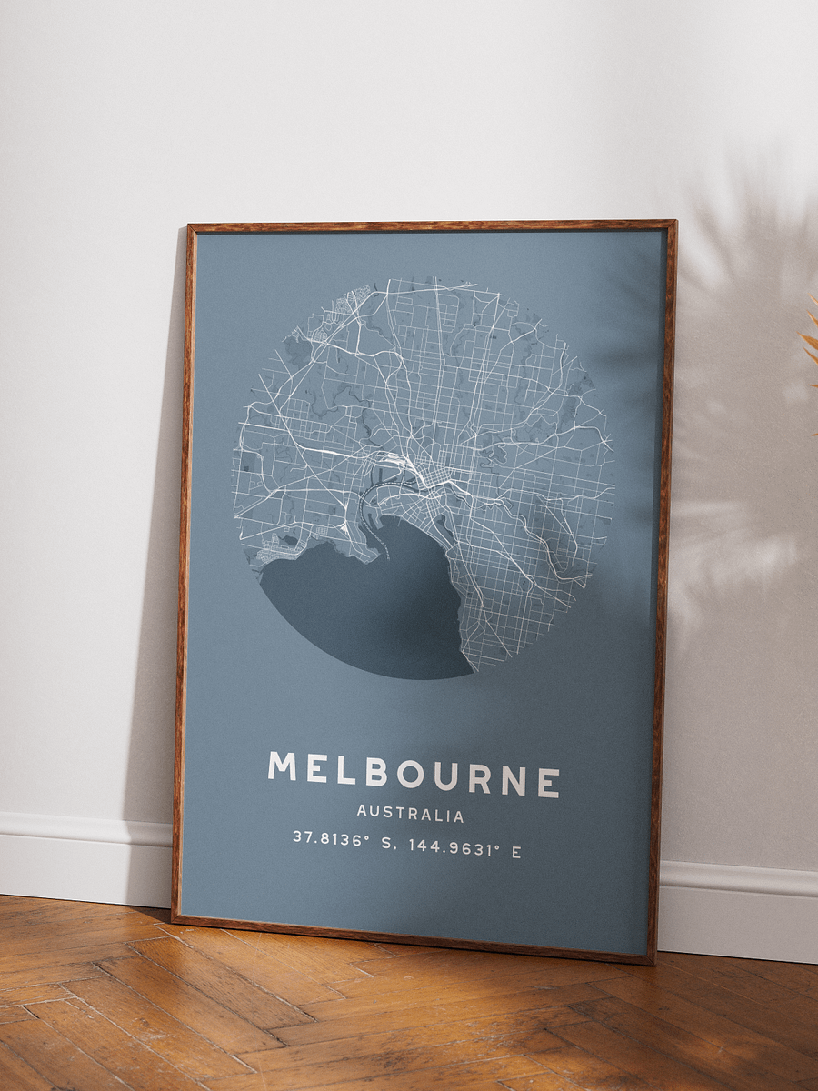 Melbourne Street Map Poster – Blue Minimalist Circular City Art product image (3)