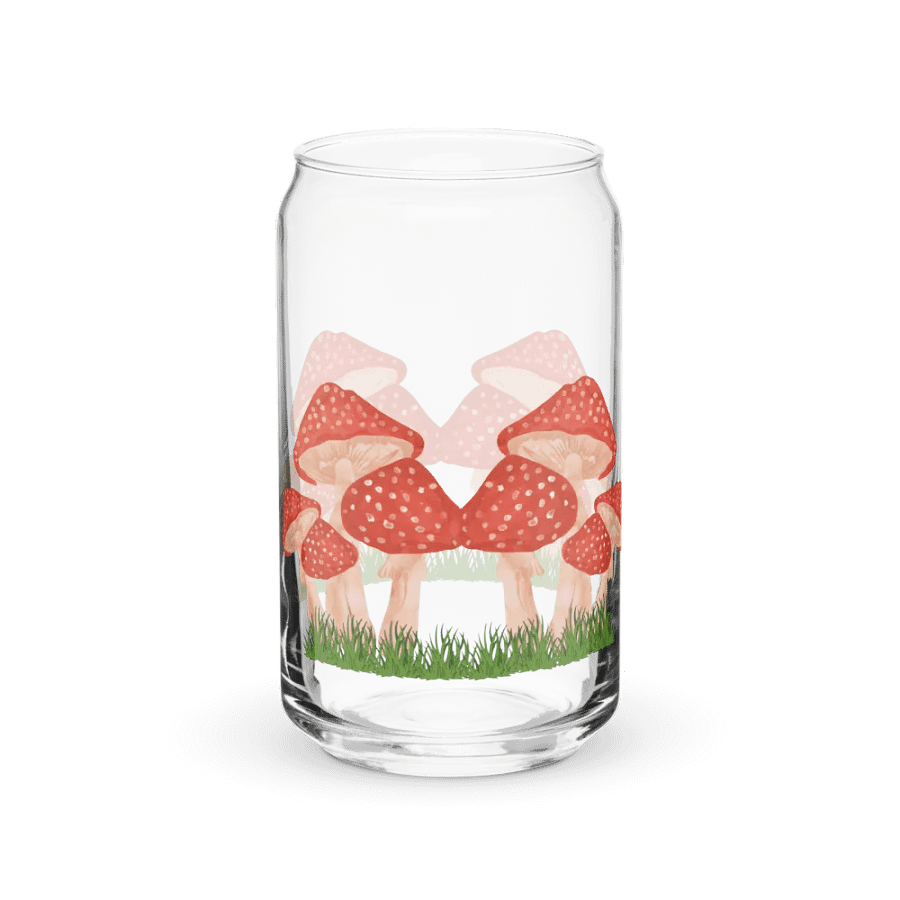Mushroom Print Glass Can Cup With Or Without Lid product image (7)
