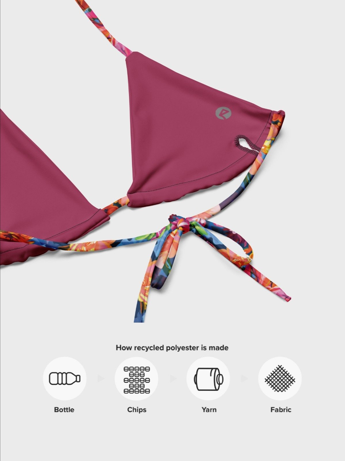 Recycled Triangle Bikini Top "Bold Abstract Florals" product image (8)