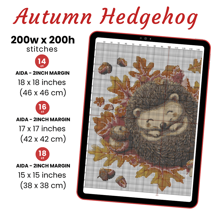Autumn Hedgehog Cross Stitch Pattern product image (2)