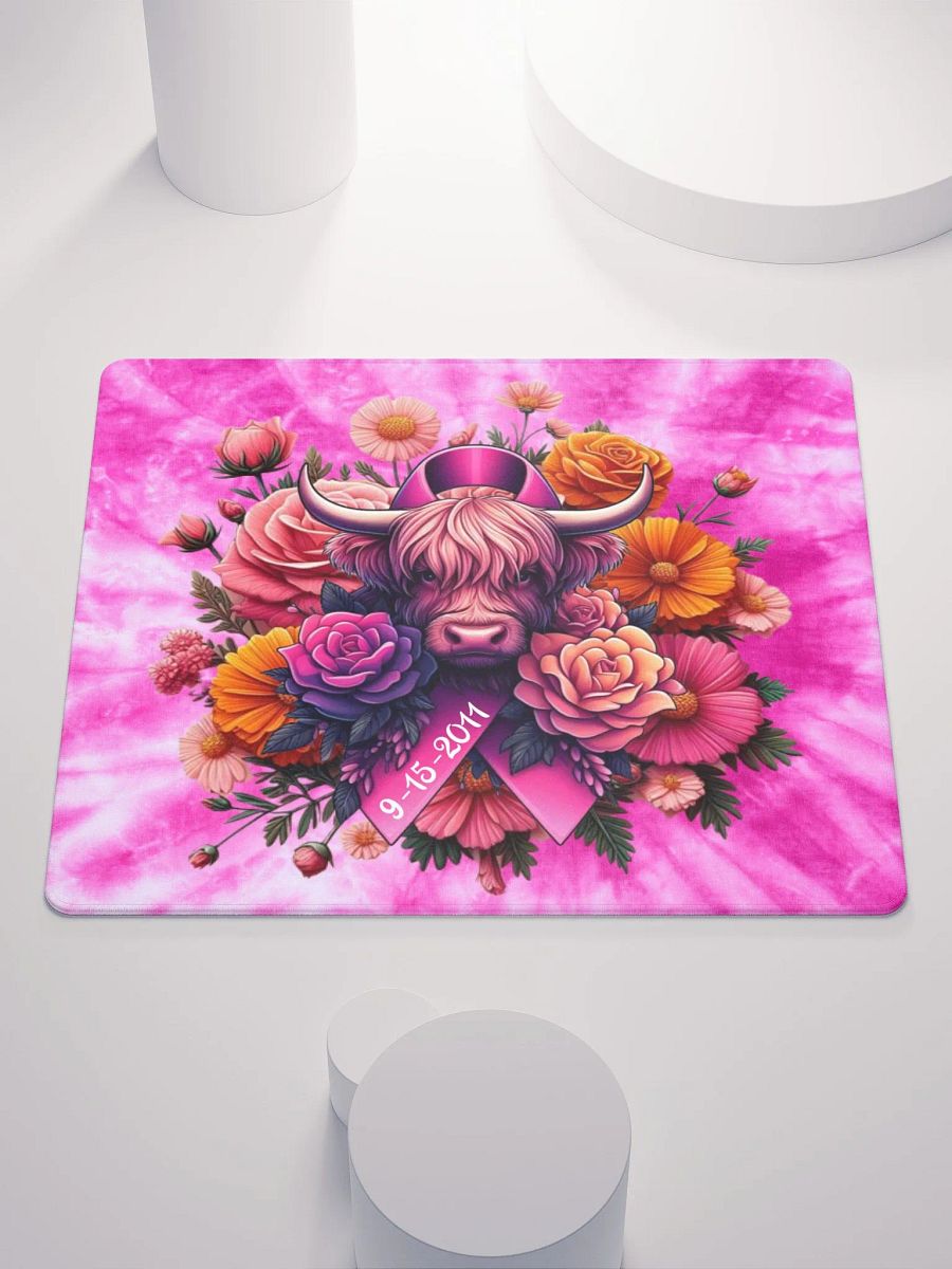 Highland Cow Blooms Breast Cancer Awareness Gaming Mouse Pad product image (2)