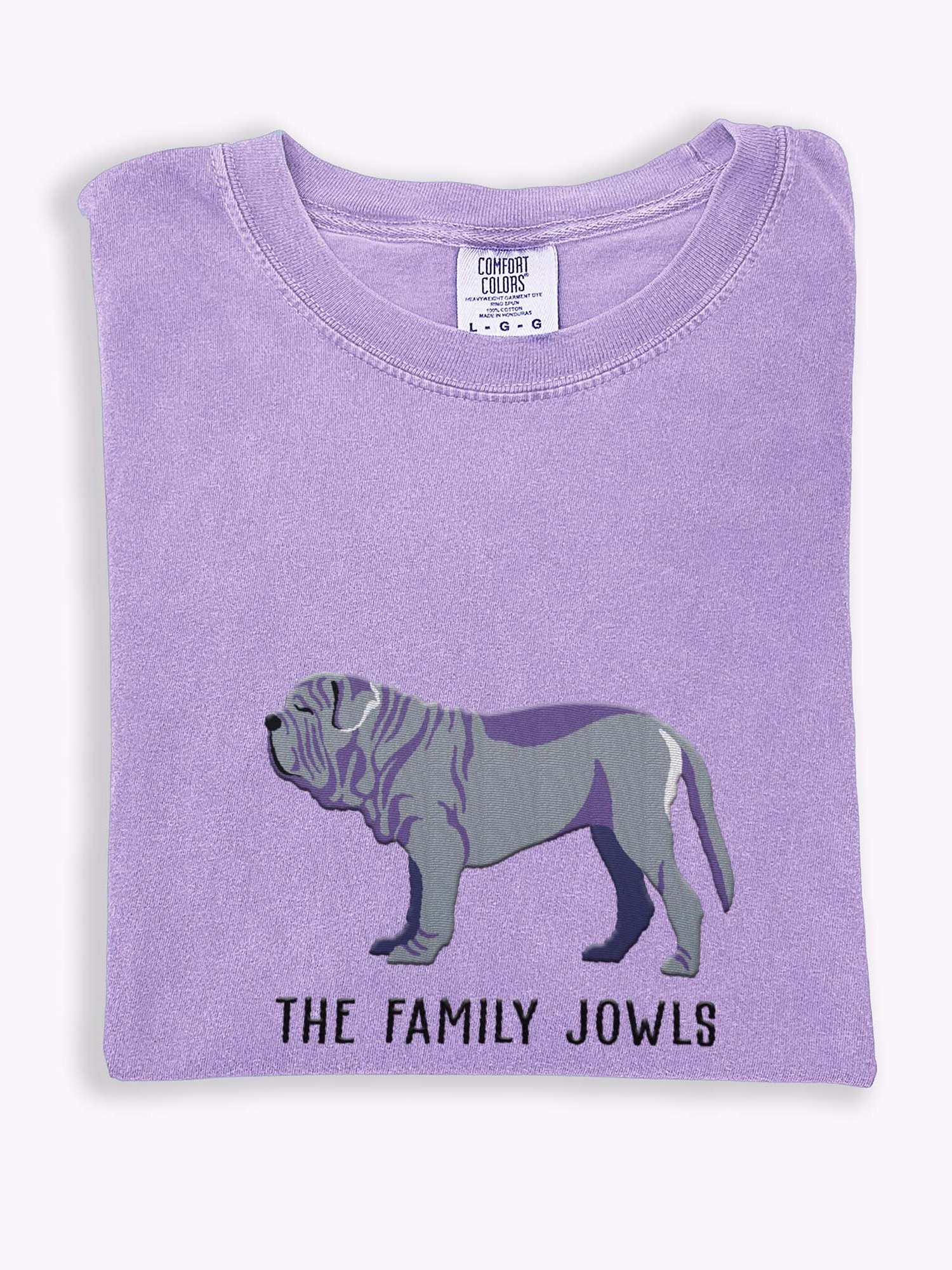 The Family Jowls T-Shirt(Embroidered) of a Neapolitan Mastiff(Blue) product image (1)