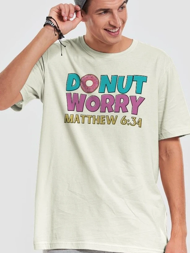 Donut Worry Mathew 6:34 Pun T-Shirt product image (1)