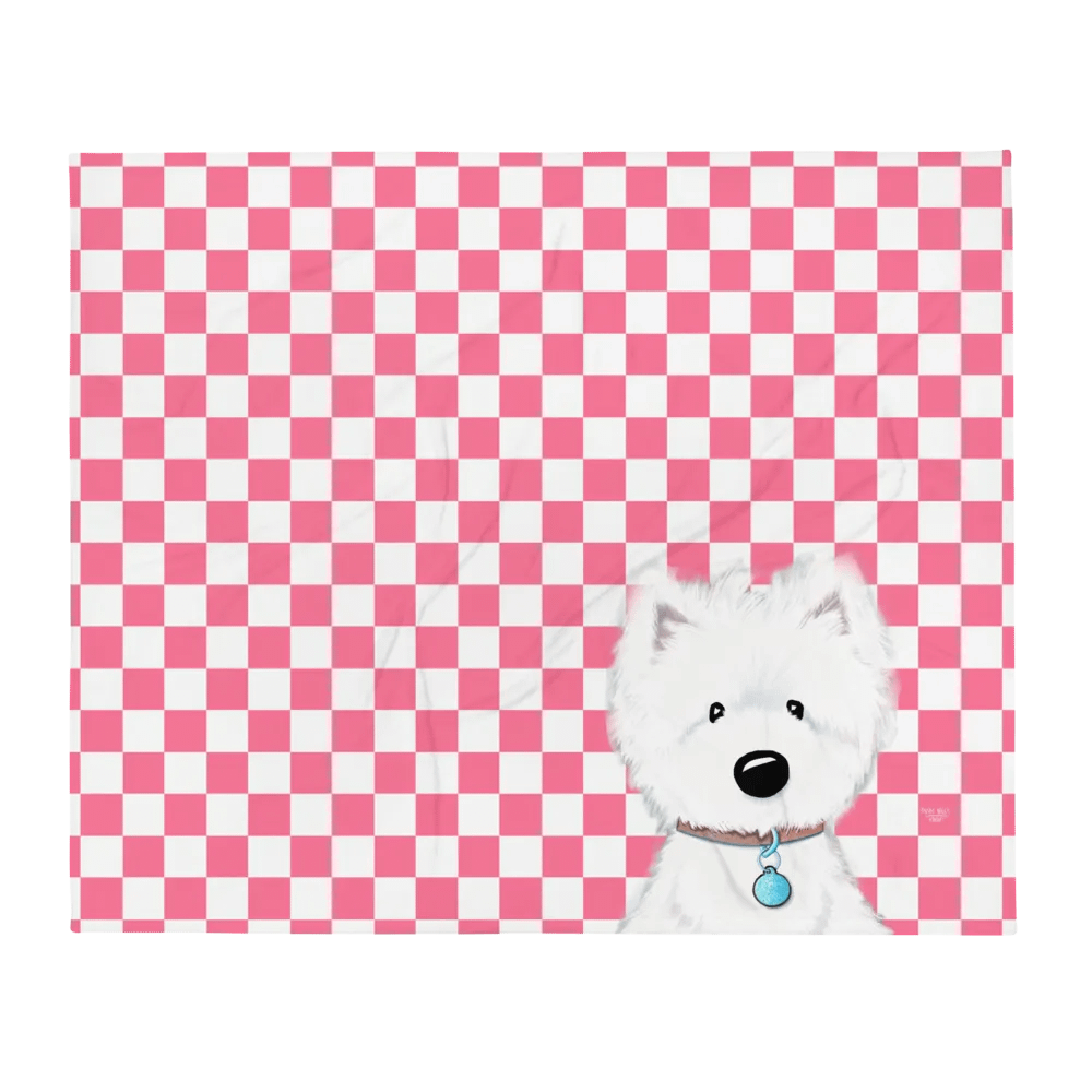 KiniArt Westie Checkered Throw Blanket product image (1)