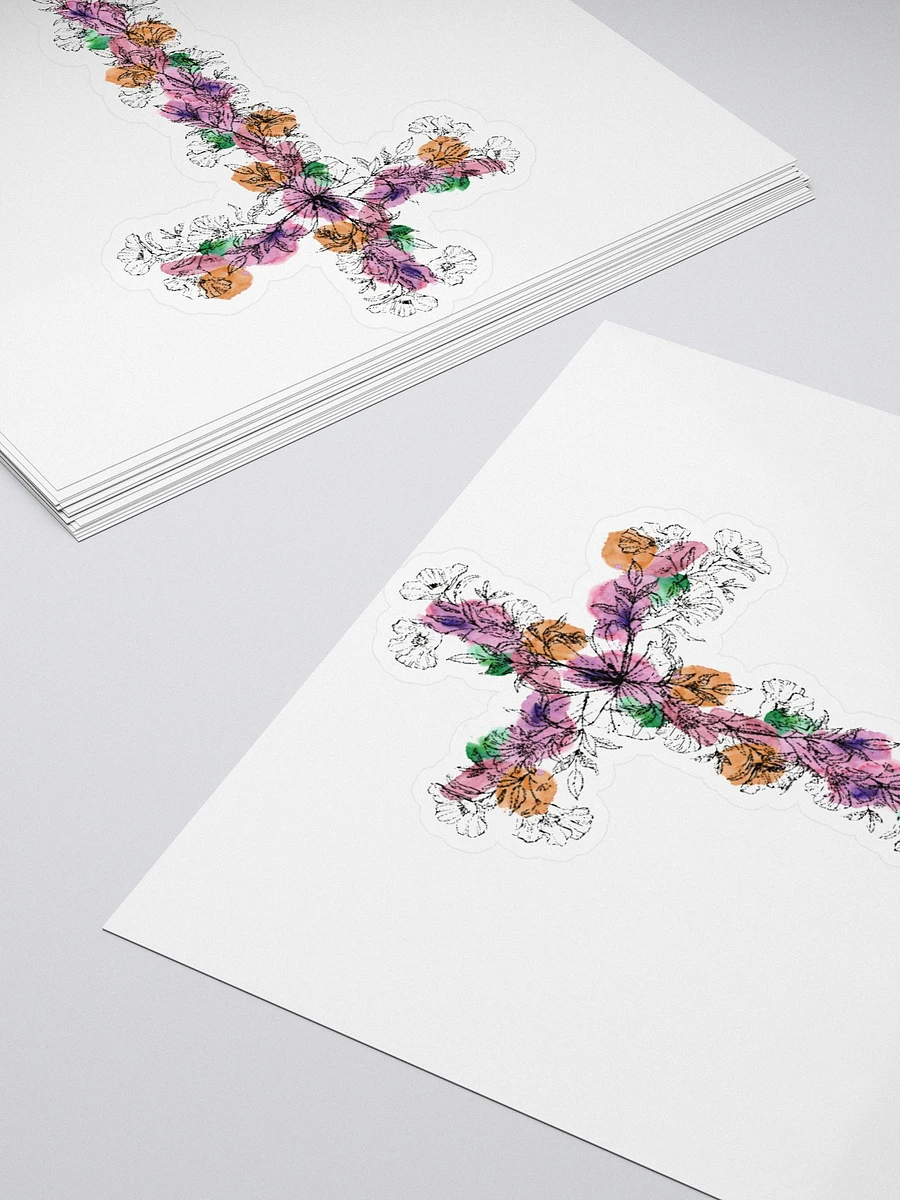 Yellow & Pink Floral Cross Sticker product image (4)