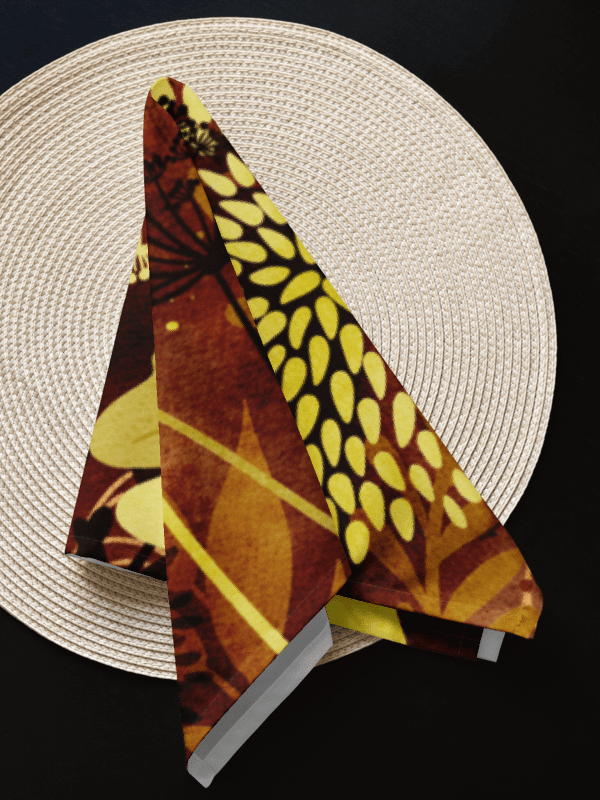 Watercolor Florals Yellow Brown Cloth Napkins 4pcs product image (6)