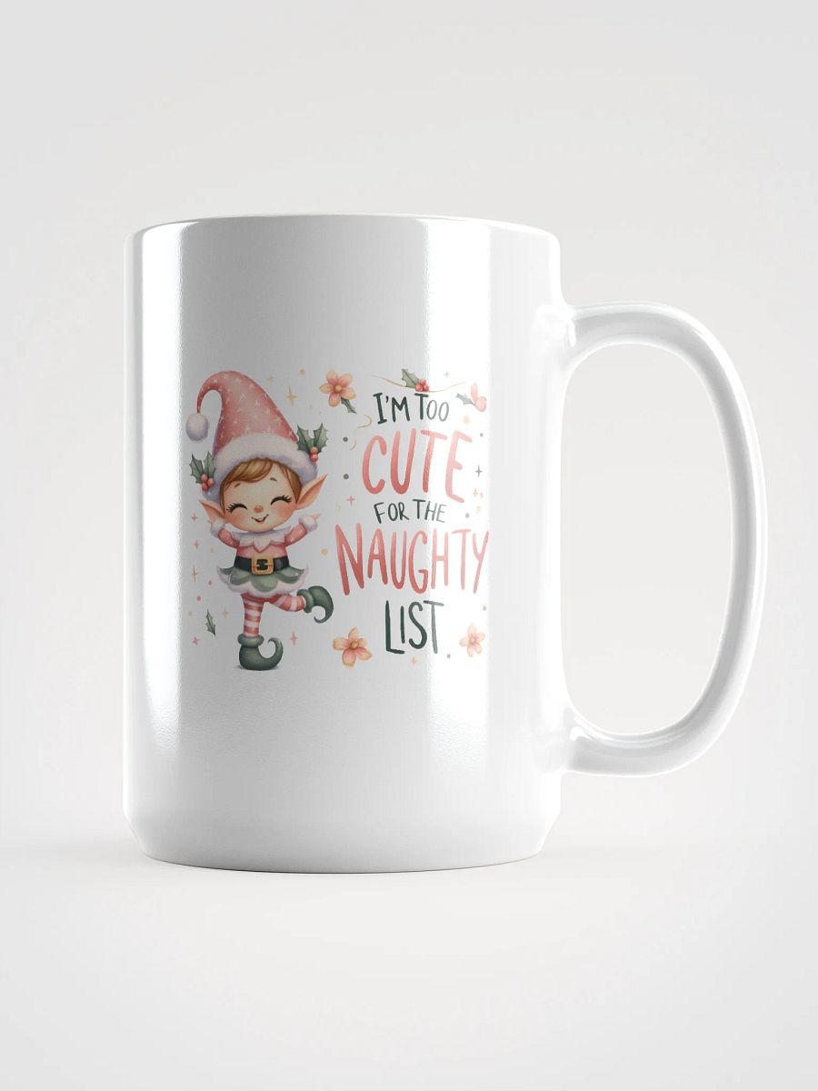 Cheerful Elf 'CUTE' White Glossy Mug product image (1)