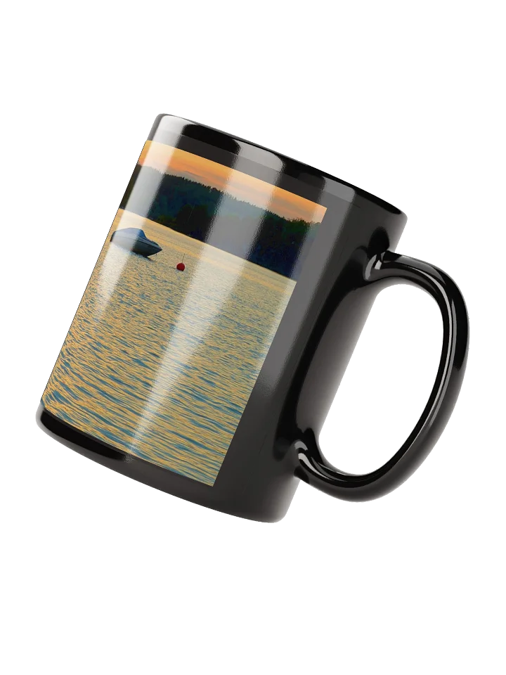 Keramiktasse schwarz - Sonnenuntergang über dem See product image (2)