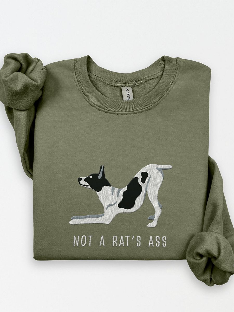 Not a Rat's Ass Sweatshirt (Embroidered) of a Rat Terrier(Black & White) product image (1)