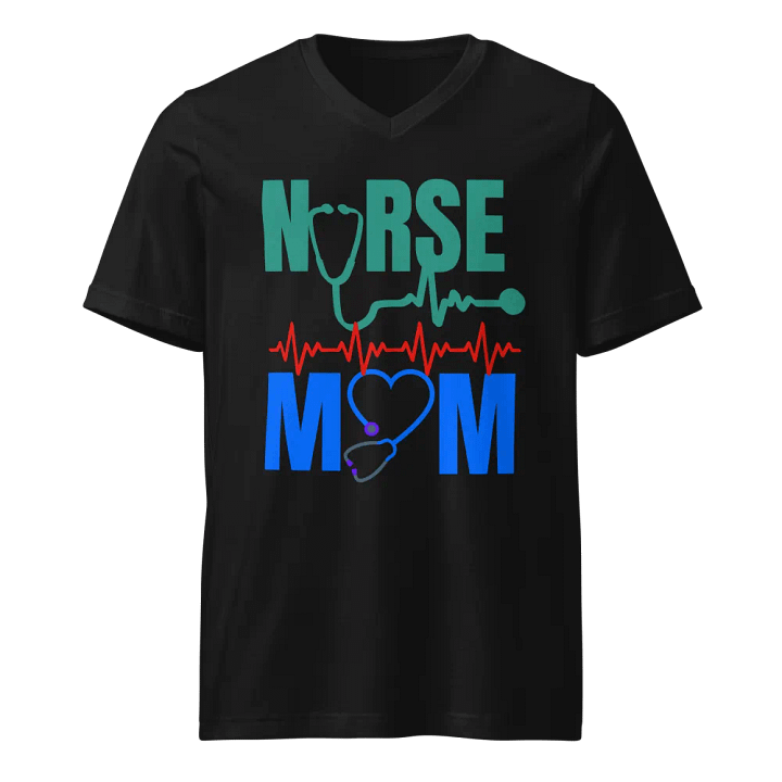 Nurse Mom Heartbeat V-Neck Tee product image (1)