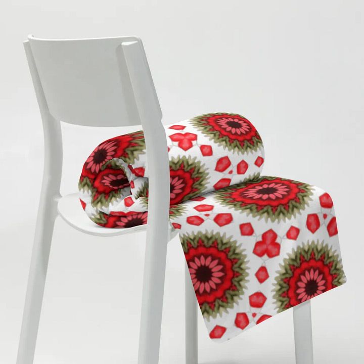 Red Green & White Daisy Floral Seamless Pattern Throw Blanket product image (1)