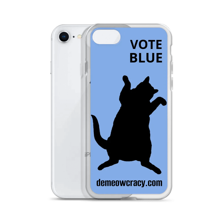 Vote Blue Dancing DeMeowcracy Cat iPhone Case - Light Blue product image (4)