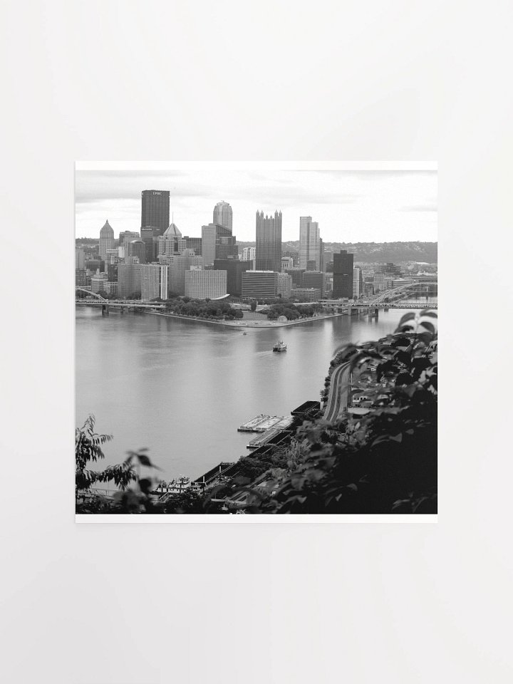 Pittsburgh - Downtown from West End Overlook - Black & White - poster product image (2)