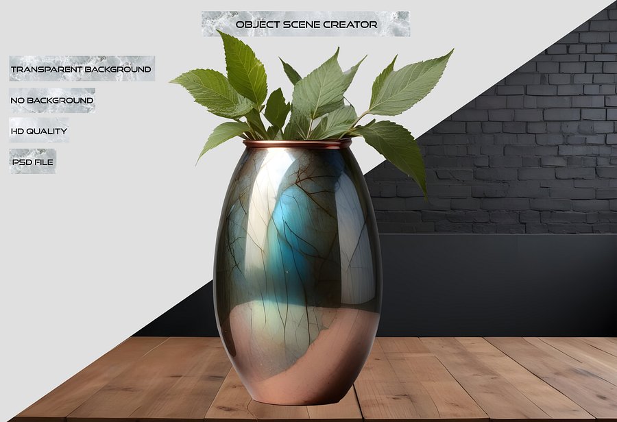 Stellar Luxe – Labradorite & Copper Oval Vase PNG product image (2)