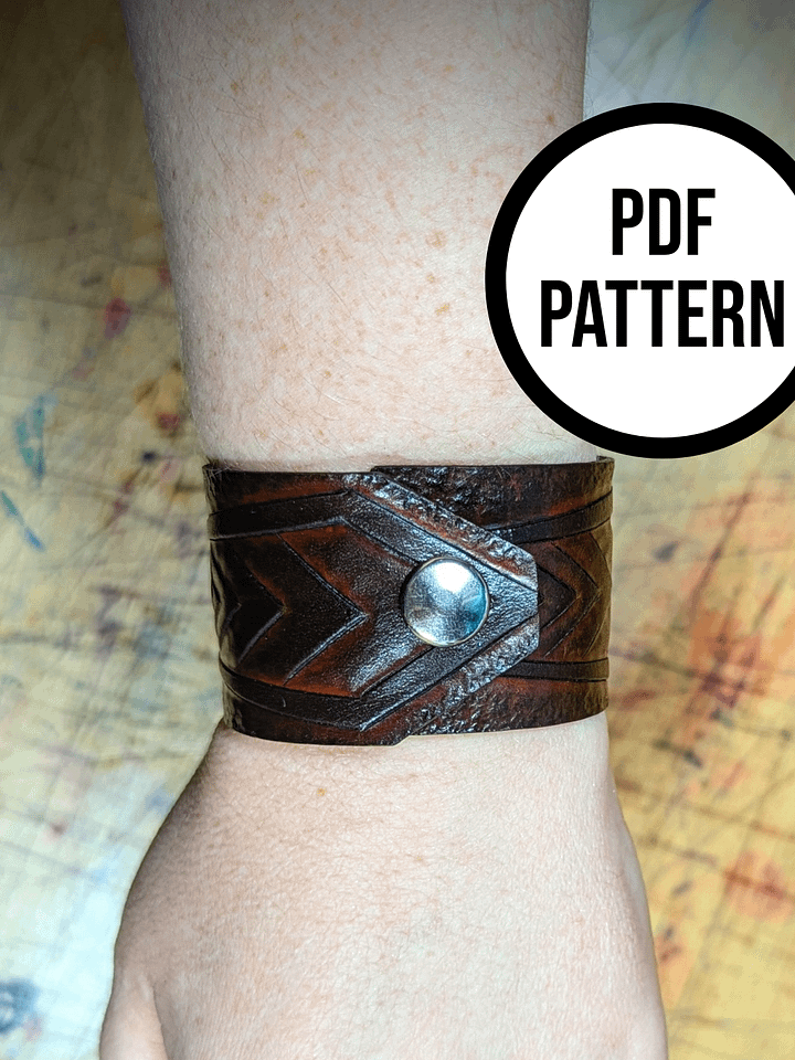 Dwarven Warrior Leather Cuff Pattern - PDF Pattern for Leatherwork product image (2)