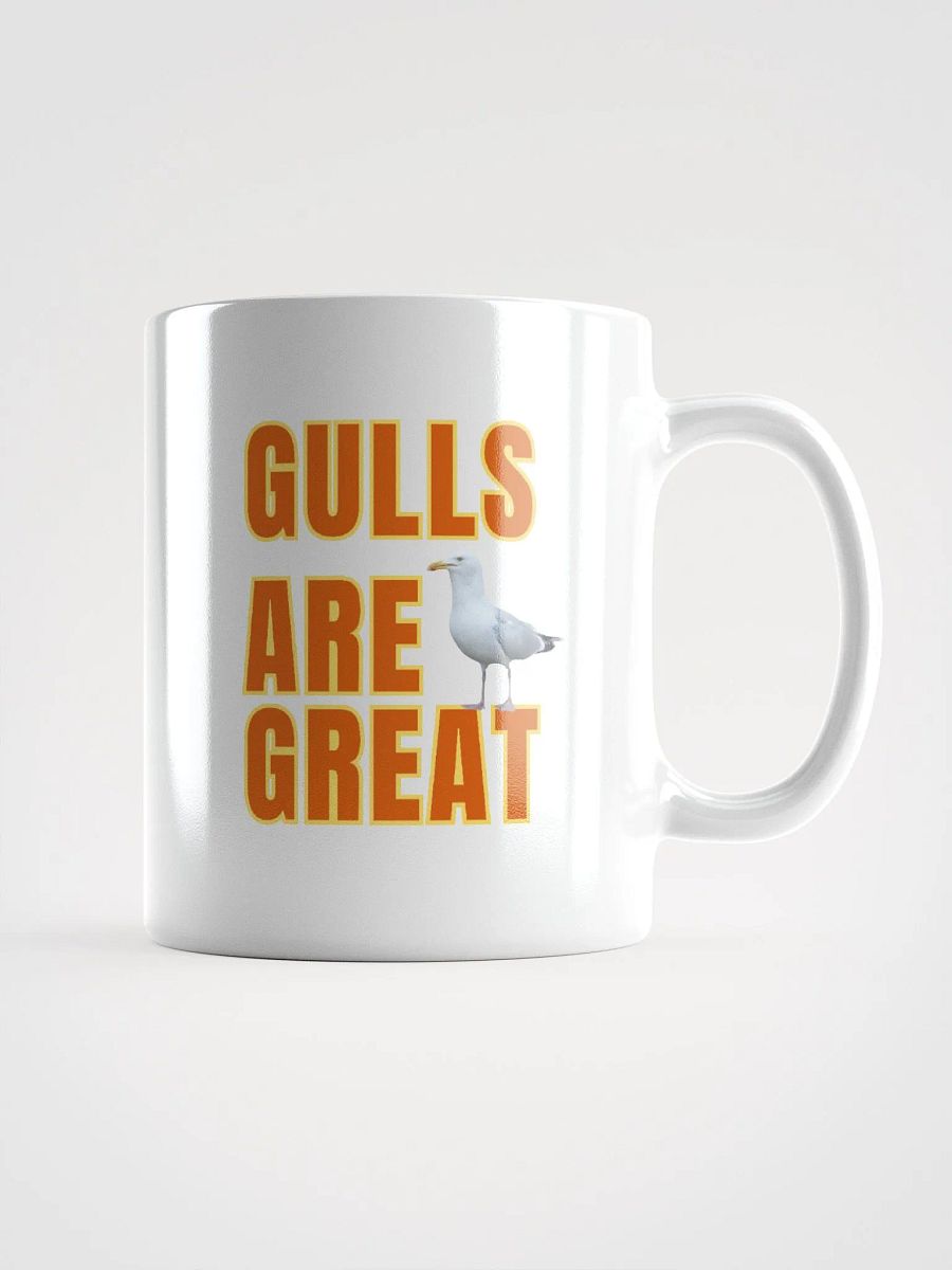 GULLS ARE GREAT Glossy White Mug with Orange Text product image (1)