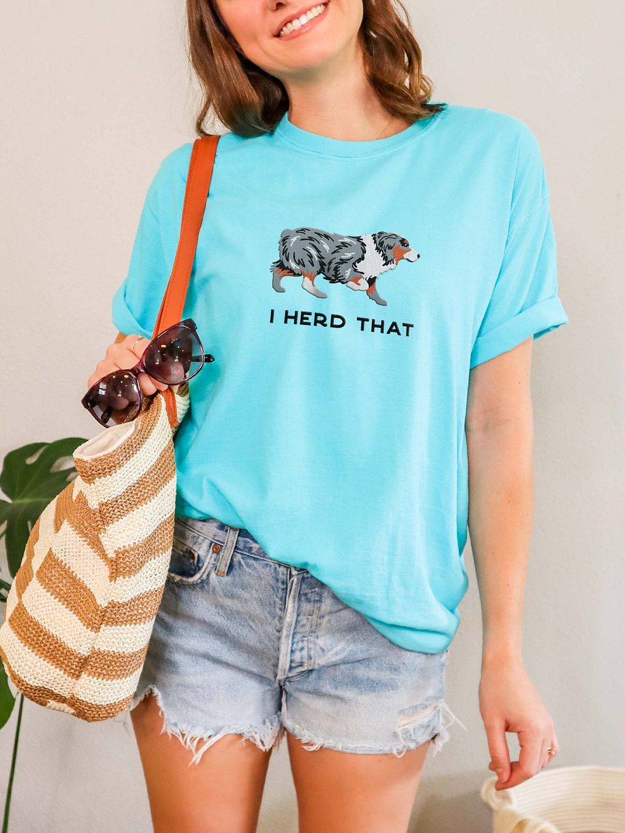 I Herd That T-Shirt(Embroidered) of an Australian Shepherd(Blue Merle) product image (2)