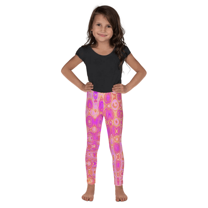 Cool Abstract Pink and Magenta Atomic Retro Zigzags Leggings for Kids product image (2)