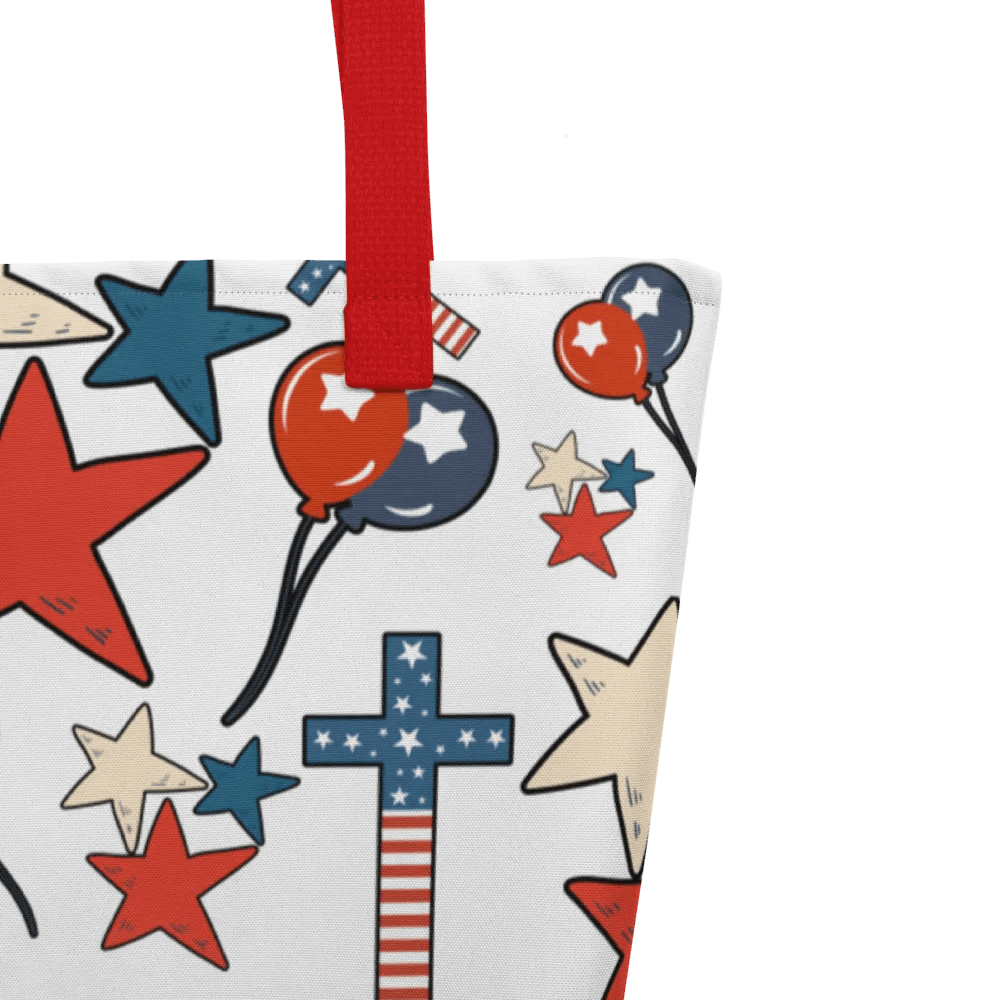 Red, White And Blue Stars And Crosses Tote Bag product image (10)