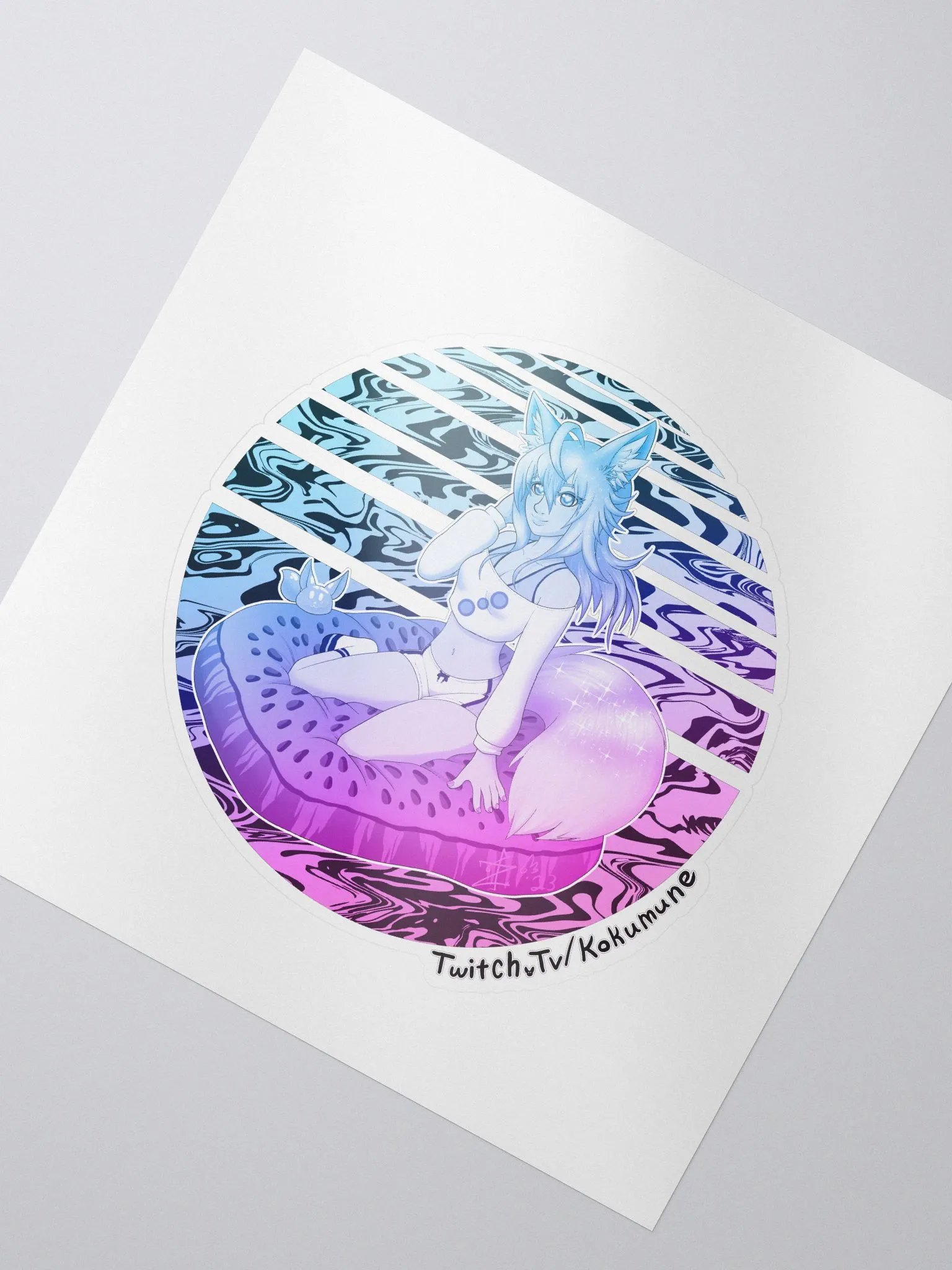 Kokumune Fox Goddess of Water (melon) Gradient Sticker product image (2)