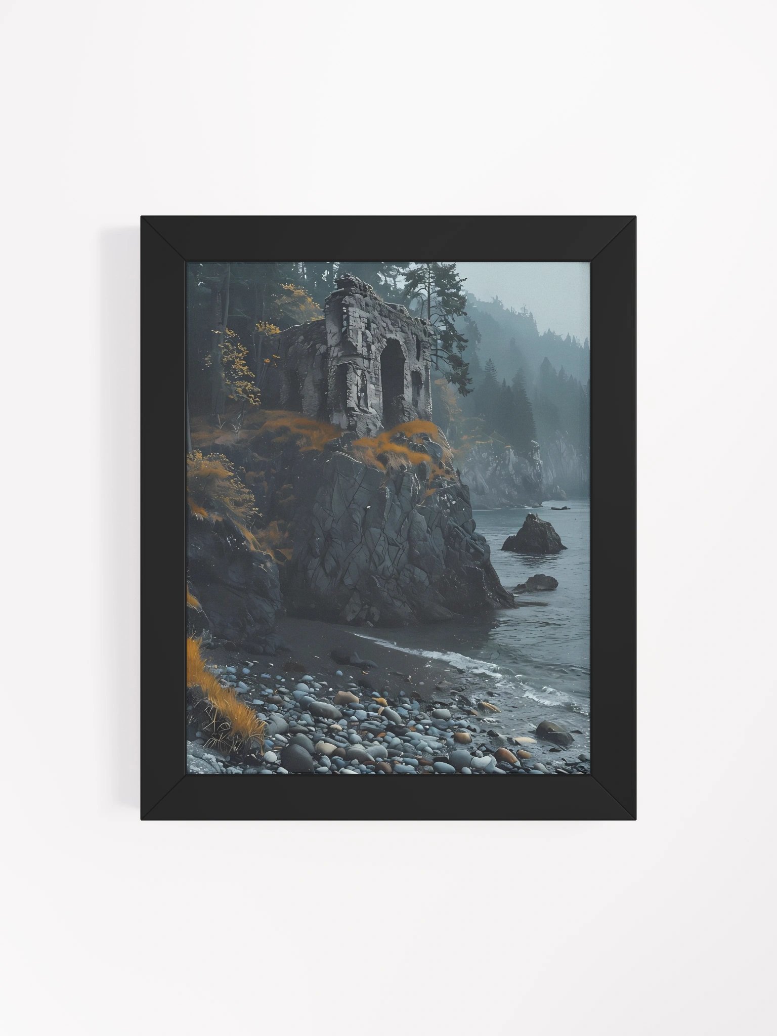 Misty Cliff Ruins Framed Art Poster product image (5)