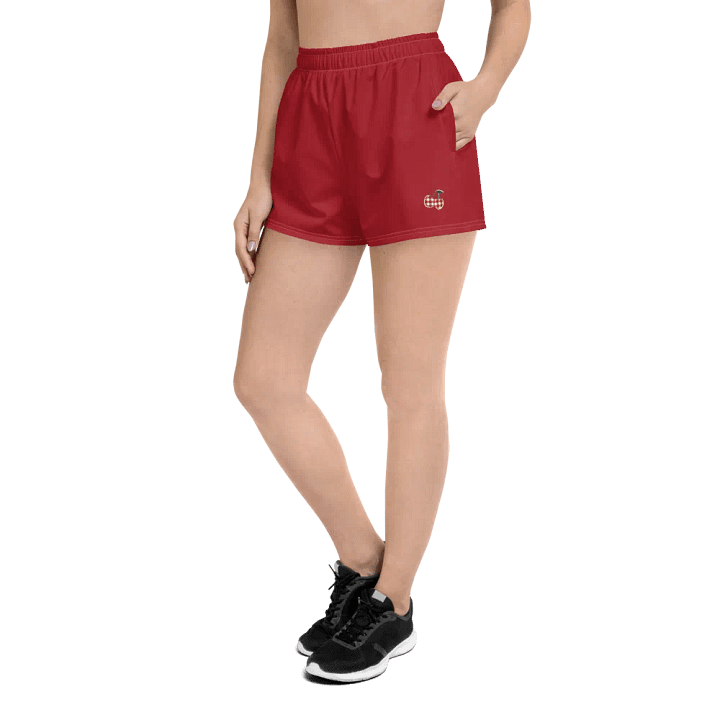 Women's Gingham Cherry Athletic Shorts, Red product image (2)