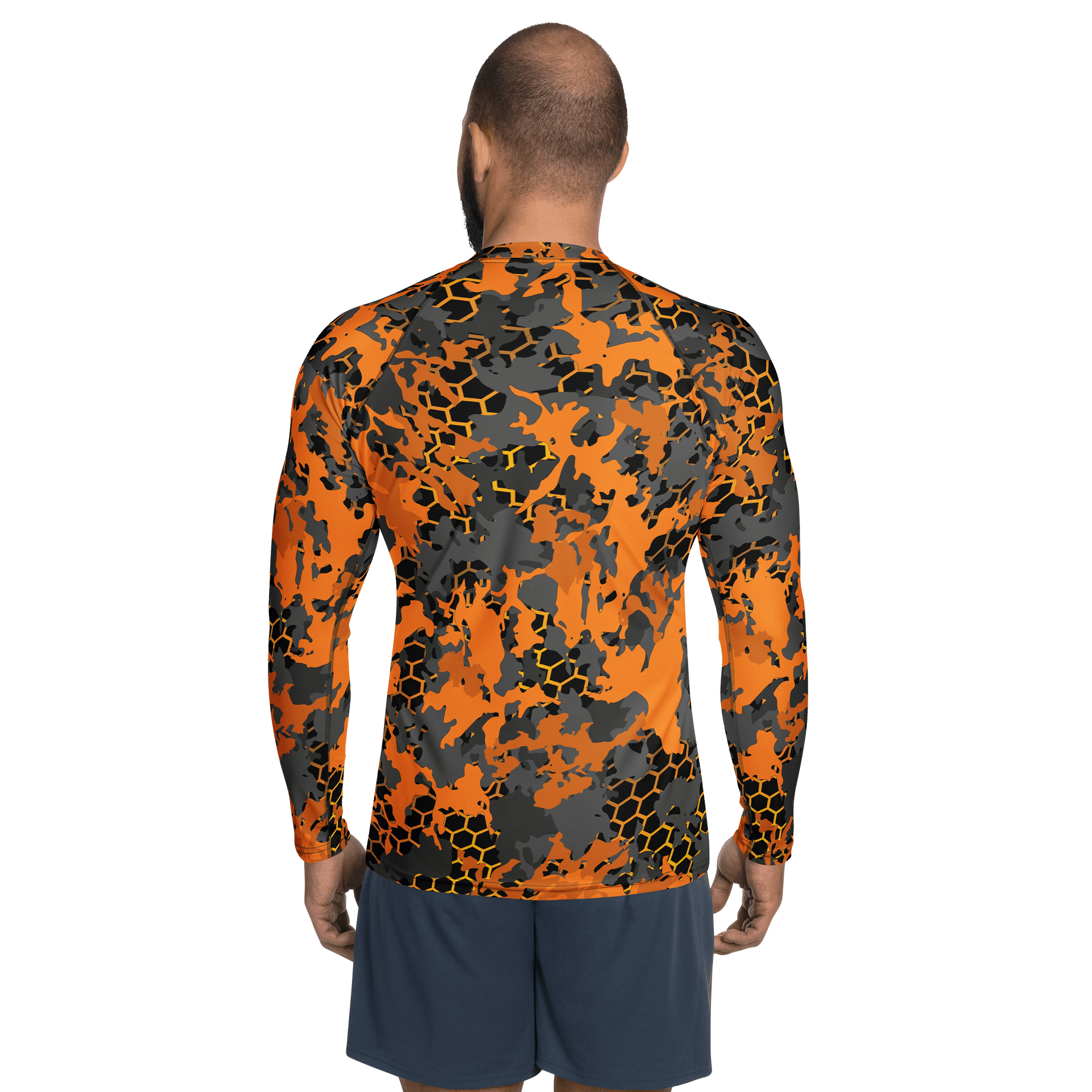 Orange Camo Hexagon Rash Guard product image (2)