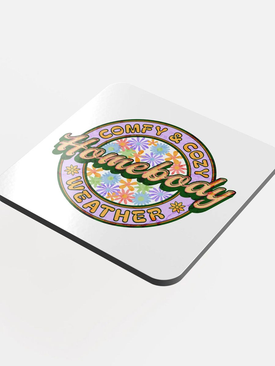 Homebody Comfy And Cozy Weather Floral Glossed Cork Coaster product image (4)