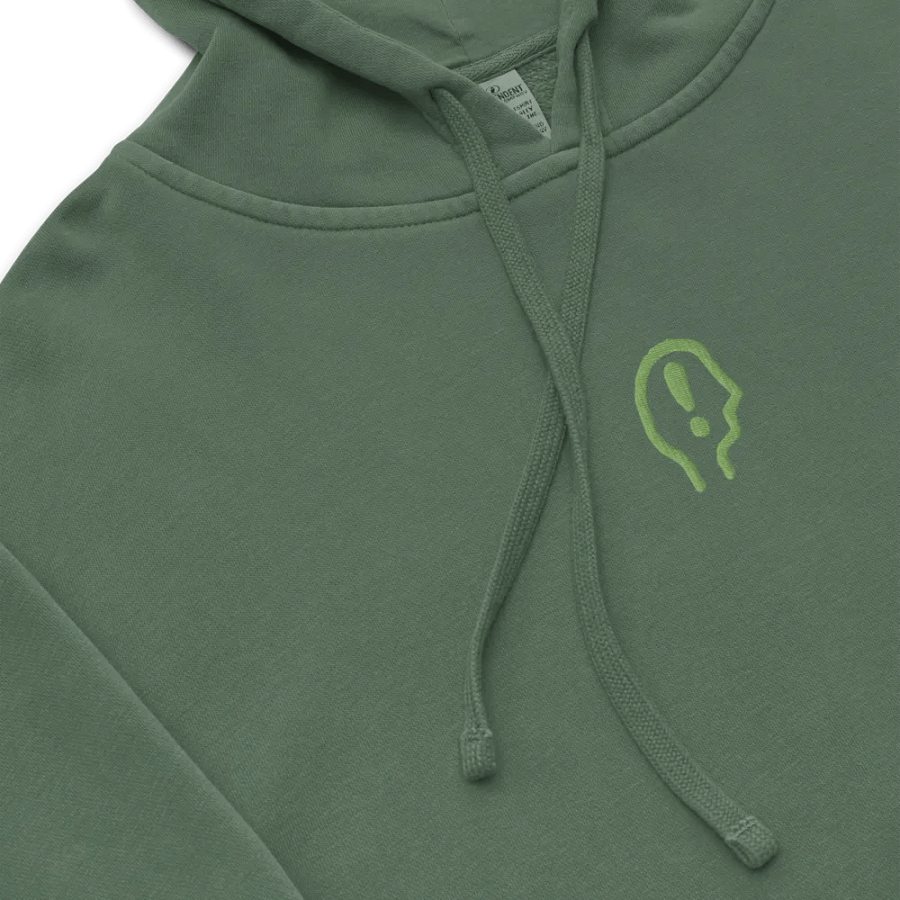 EXCLAIMING MENTALLY (C. light green) embroidered pigment hoodie product image (1)