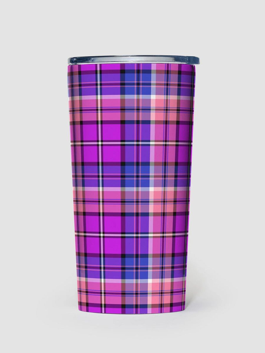 Bright Purple, Pink, and Blue Plaid Travel Tumbler product image (2)