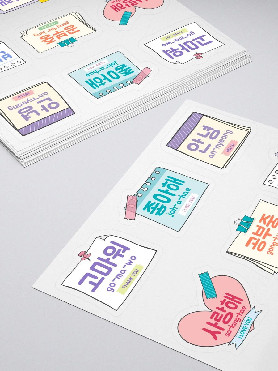 Cute Korean Phrases Sticker Pack – Hangul & Romanization for Learning product image (3)