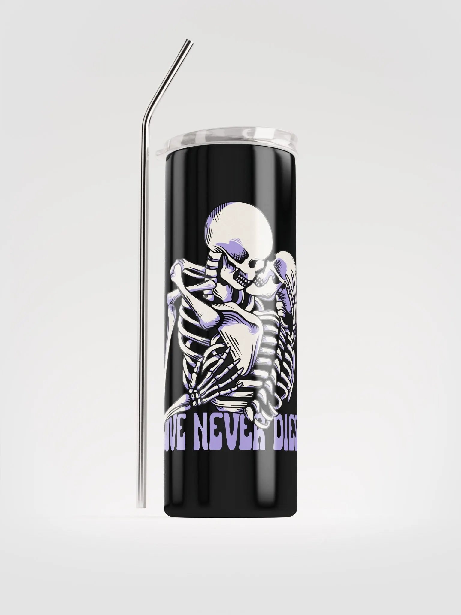 Gothic Valentine's Stainless Steel Tumbler: Love Never Dies product image (1)