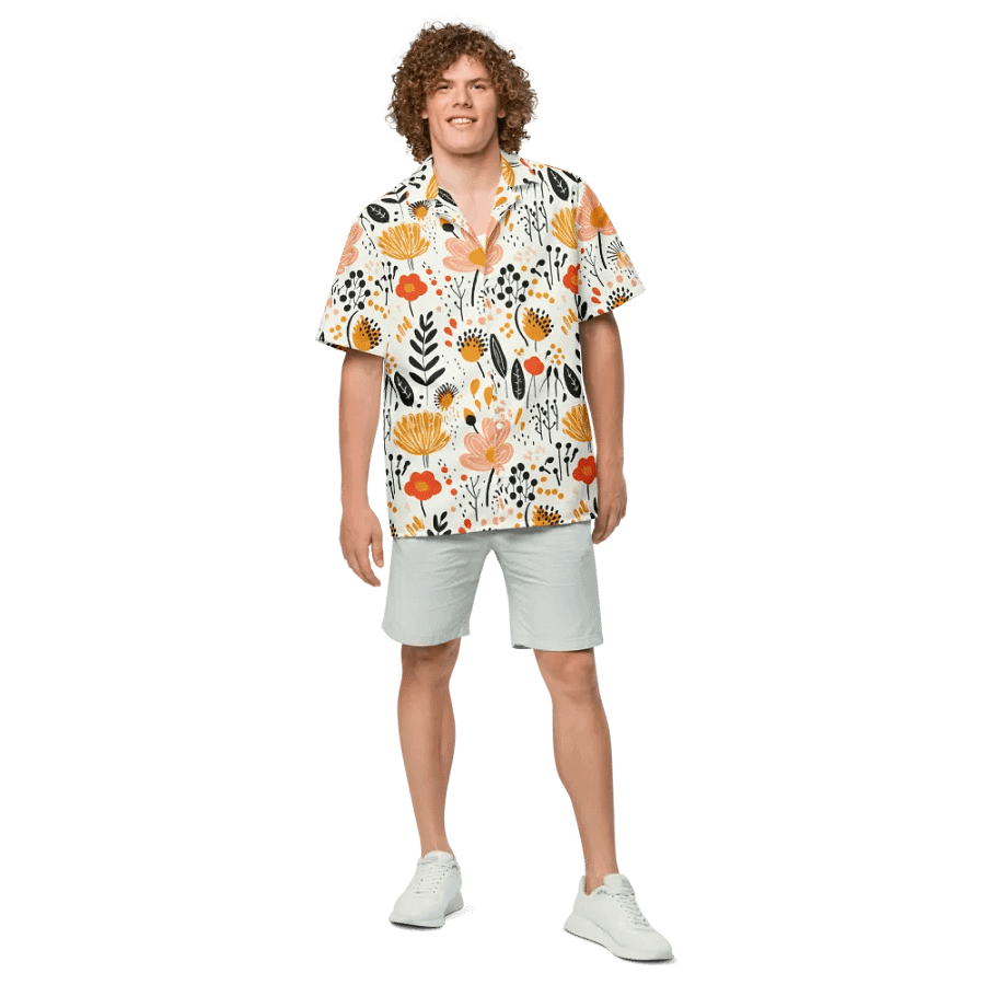 Retro Flowers Peach Hawaiian Shirt product image (4)