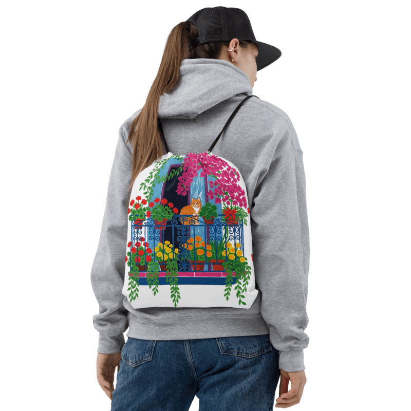 Feline Foliage Adventure Drawstring Bag product image (1)