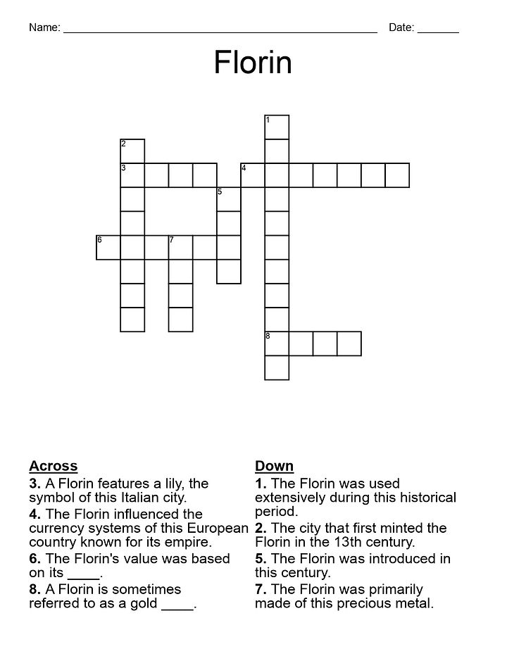 Old Gold Coin Crossword Puzzle - Florin product image (2)
