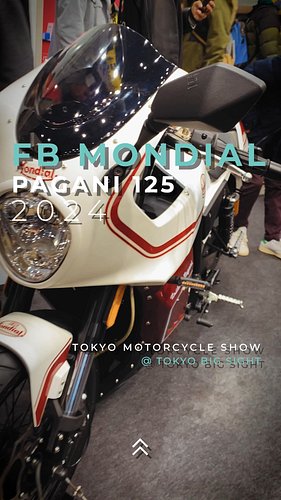 The gorgeous retro FB Mondial Pagani 125 cafe racer makes a return for the 2024 Tokyo Motorcycle Show at the Tokyo Big Sight!...