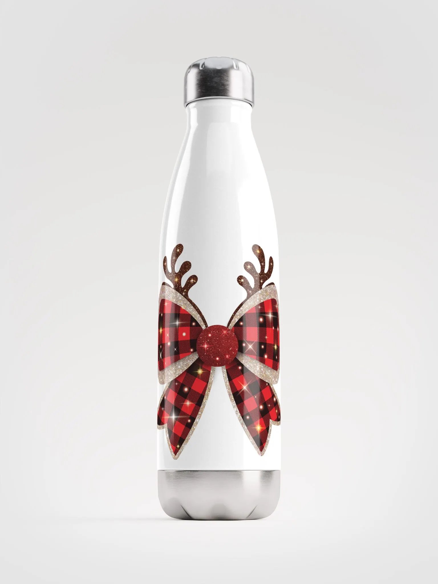 Festive Buffalo Plaid Stainless Steel Water Bottle product image (1)