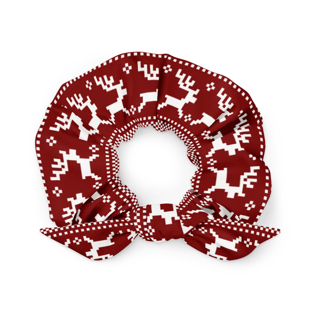 Winterberry Red Reindeer Scrunchie with Bow product image (3)