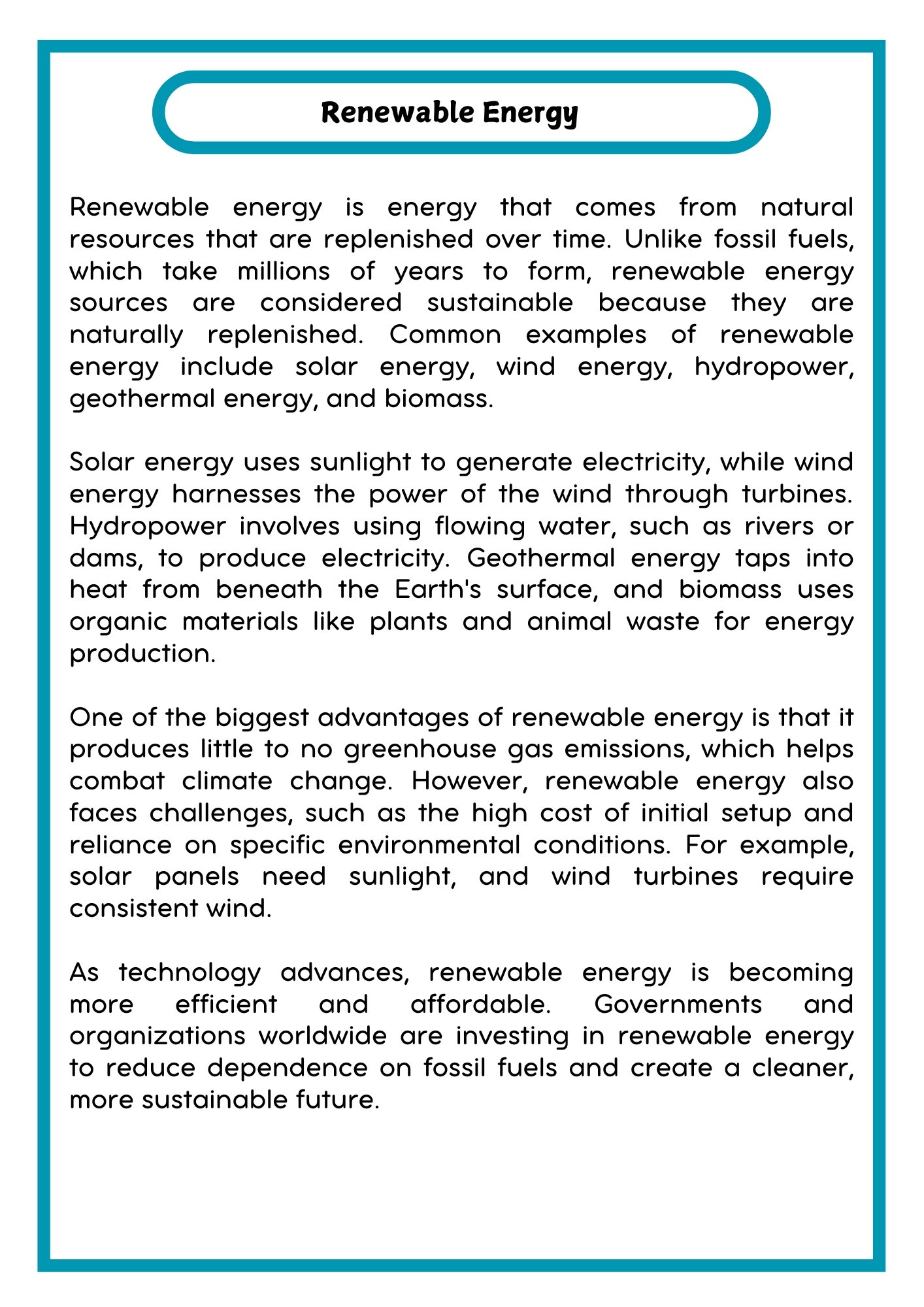 Renewable Energy Reading Passage with Comprehension Questions product image (2)
