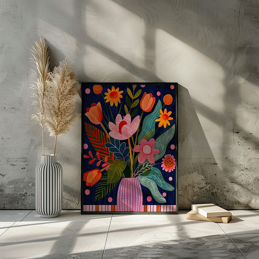 Colorful Flower Bouquet Maximalist Floral Art Print product image (7)