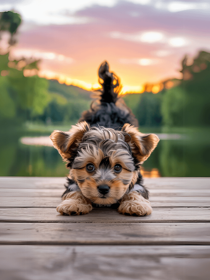 Sunset Pup Playtime Framed Poster product image (1)