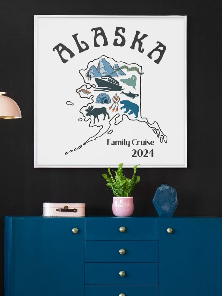Alaskan Adventure: hand-drawn map & landscapes canvas wall art product image (1)