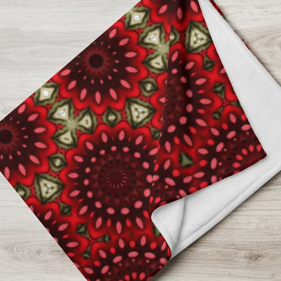 Red Green & White Daisy Throw Blanket product image (7)
