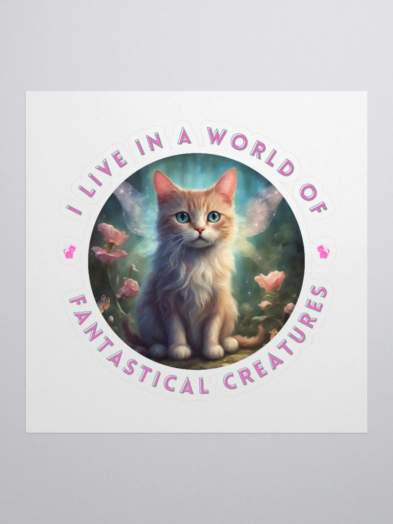 I Live in a World of Fantastical Creatures Kitten Stickers product image (1)