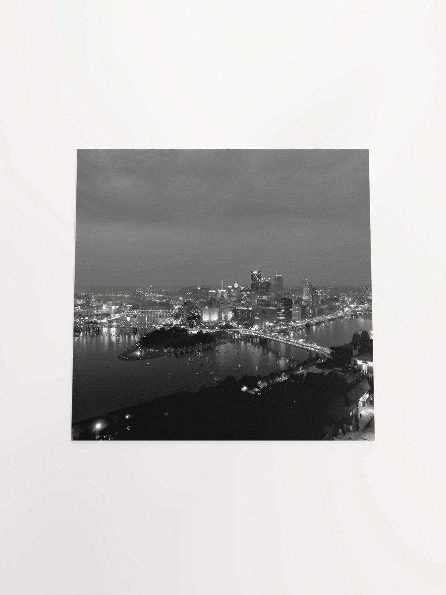Pittsburgh - Downtown at Night - Black & White (poster) product image (10)