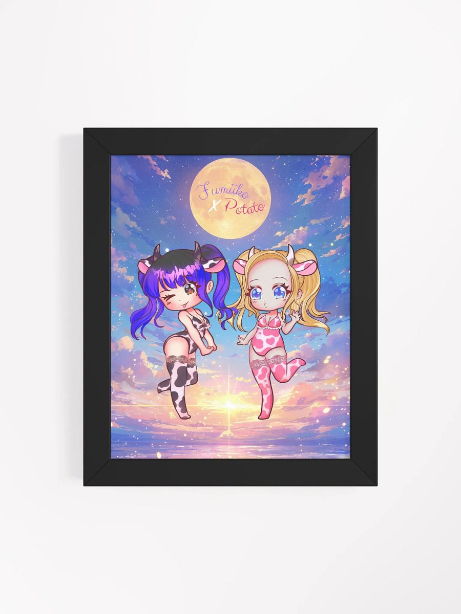 Starry Night Cow-Themed Framed Poster product image (17)