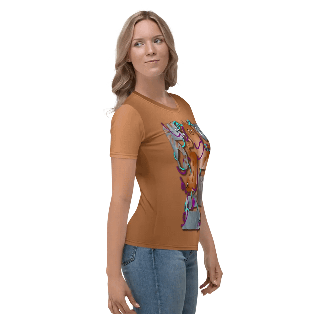 Cats Playing with Yarn All Over Print T-shirt product image (3)