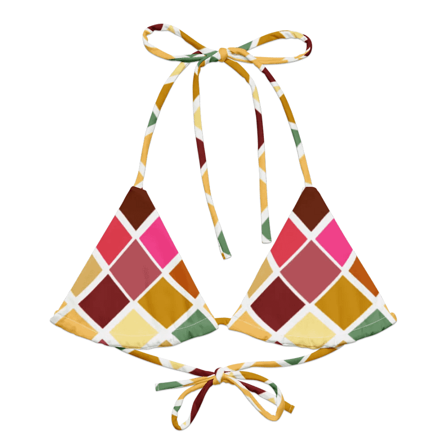 Colorful Square Pattern Design String Bikini Top - v5 product image (2)